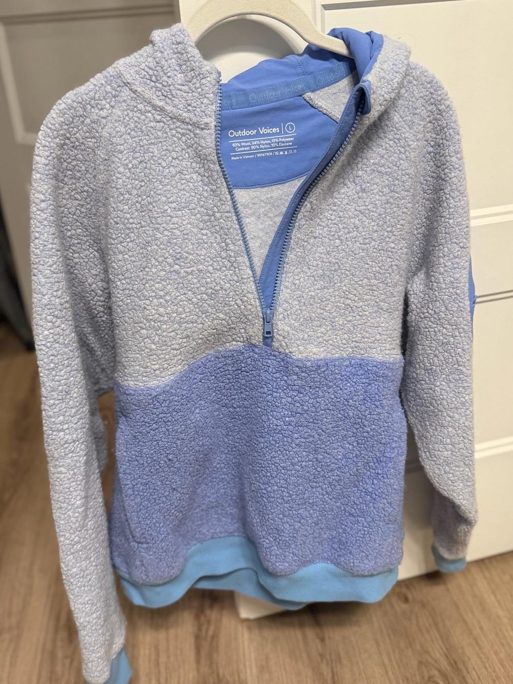 Outdoor Voices MegaFleece 2 toned blue Half-Zip Hoodie